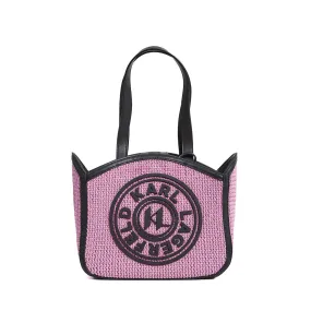 Karl Circle Raffia Tote Bag -Pink