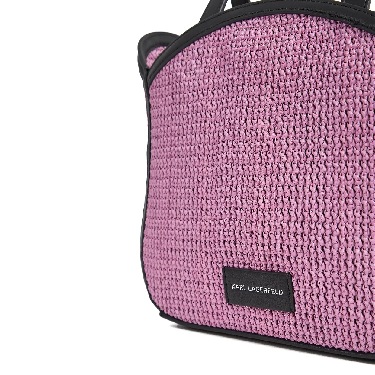 Karl Circle Raffia Tote Bag -Pink