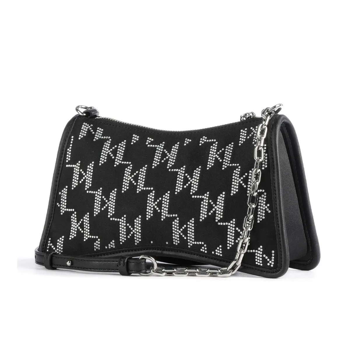 Karl Element Rhinestone Crossbody Bag -Black