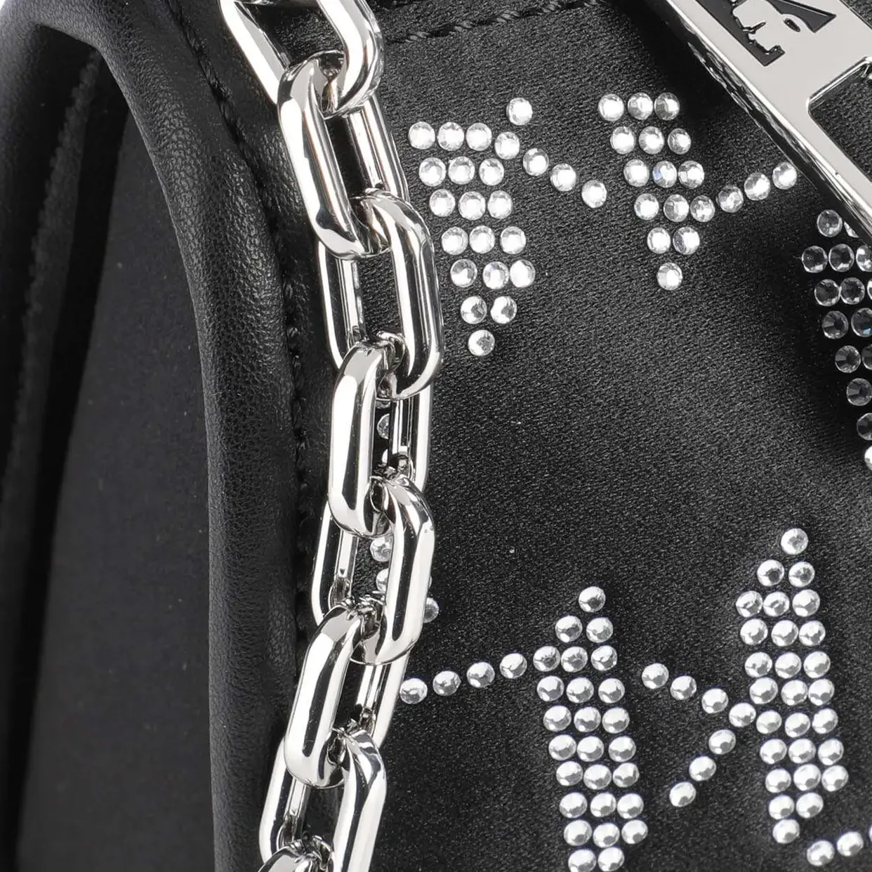 Karl Element Rhinestone Crossbody Bag -Black