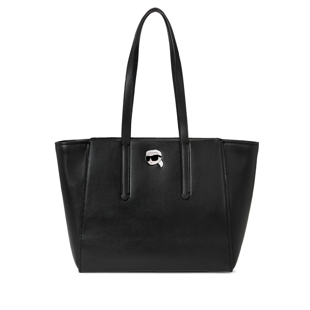 Karl Ikonik Leather Tote -Black