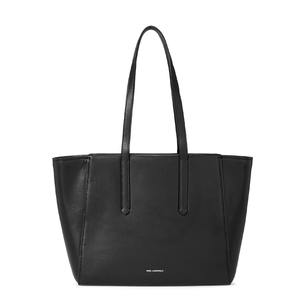 Karl Ikonik Leather Tote -Black