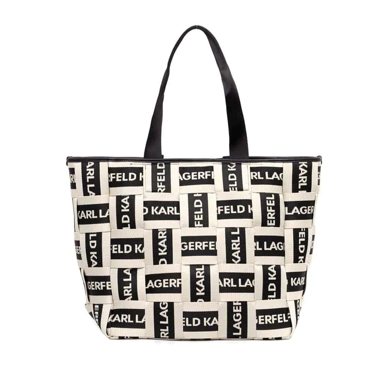 Karl Webbing Large Tote -Natural/Black