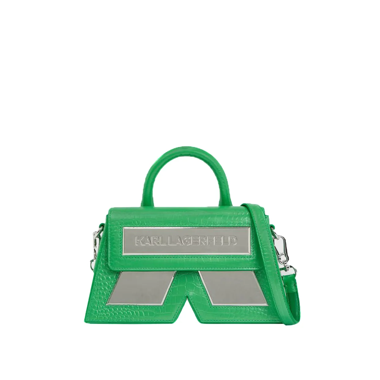 K/Ikon Small Croc-Effect Crossbody Bag -Green