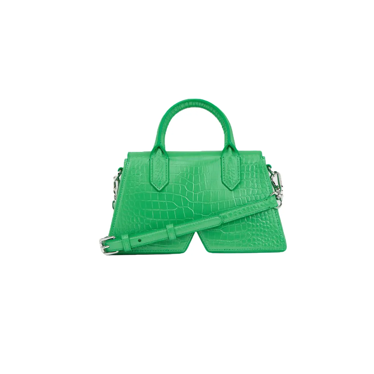 K/Ikon Small Croc-Effect Crossbody Bag -Green