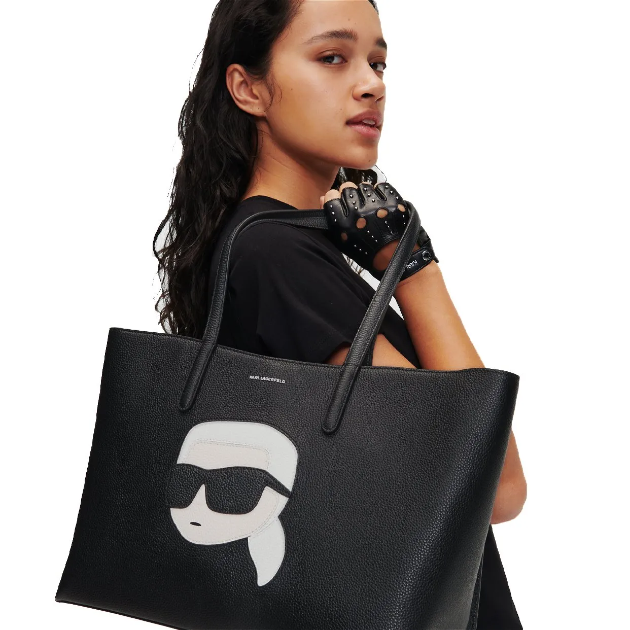 K/Ikonik Grainy Leather Tote -Black