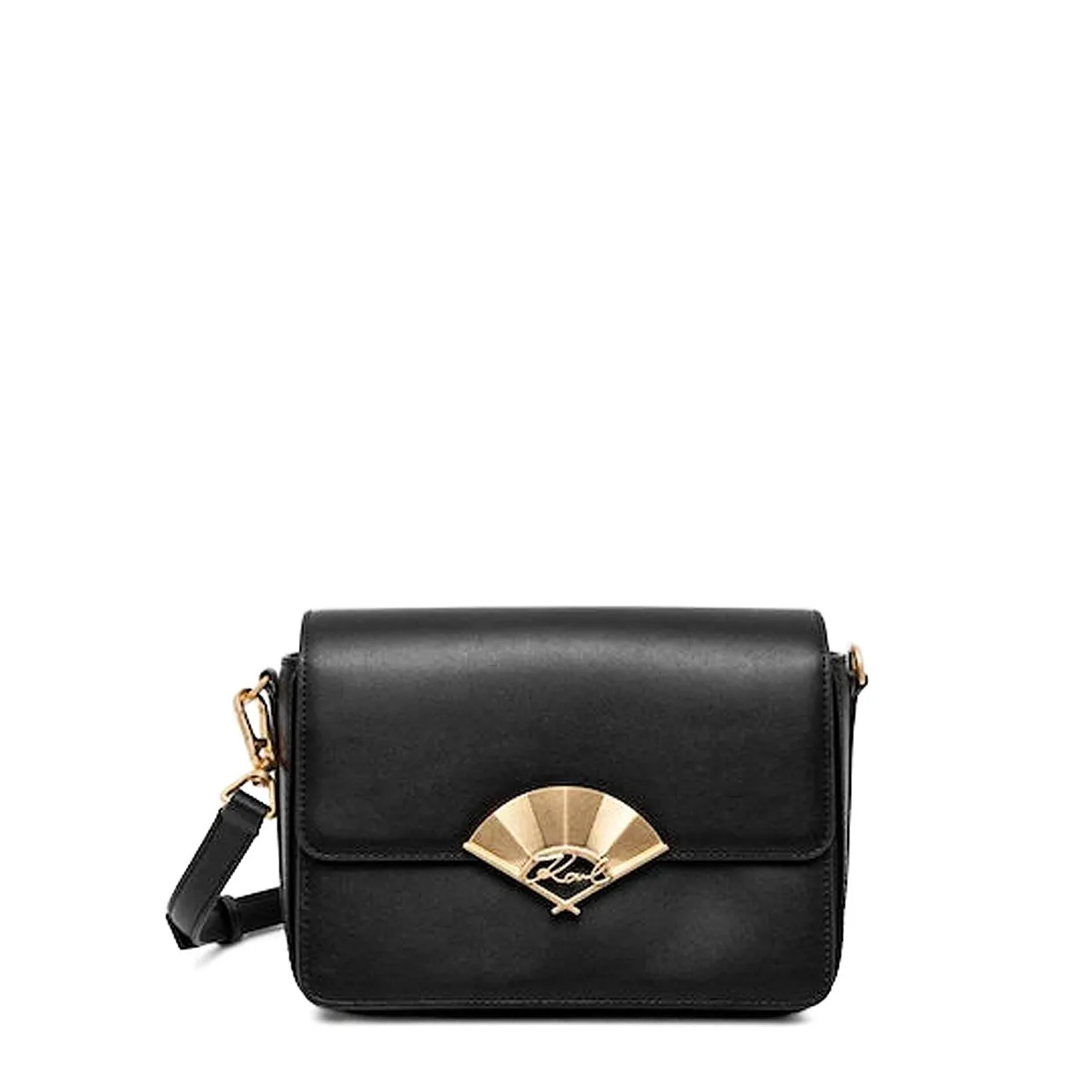 K/Signature Fan Medium Crossbody Bag -Black