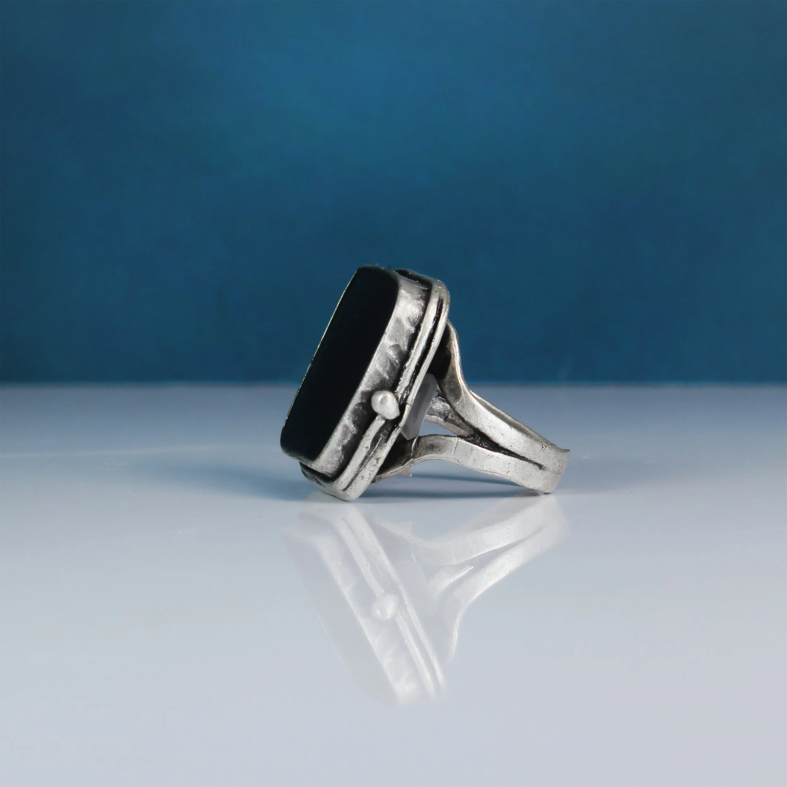 Large Black Tourmaline Ring Square