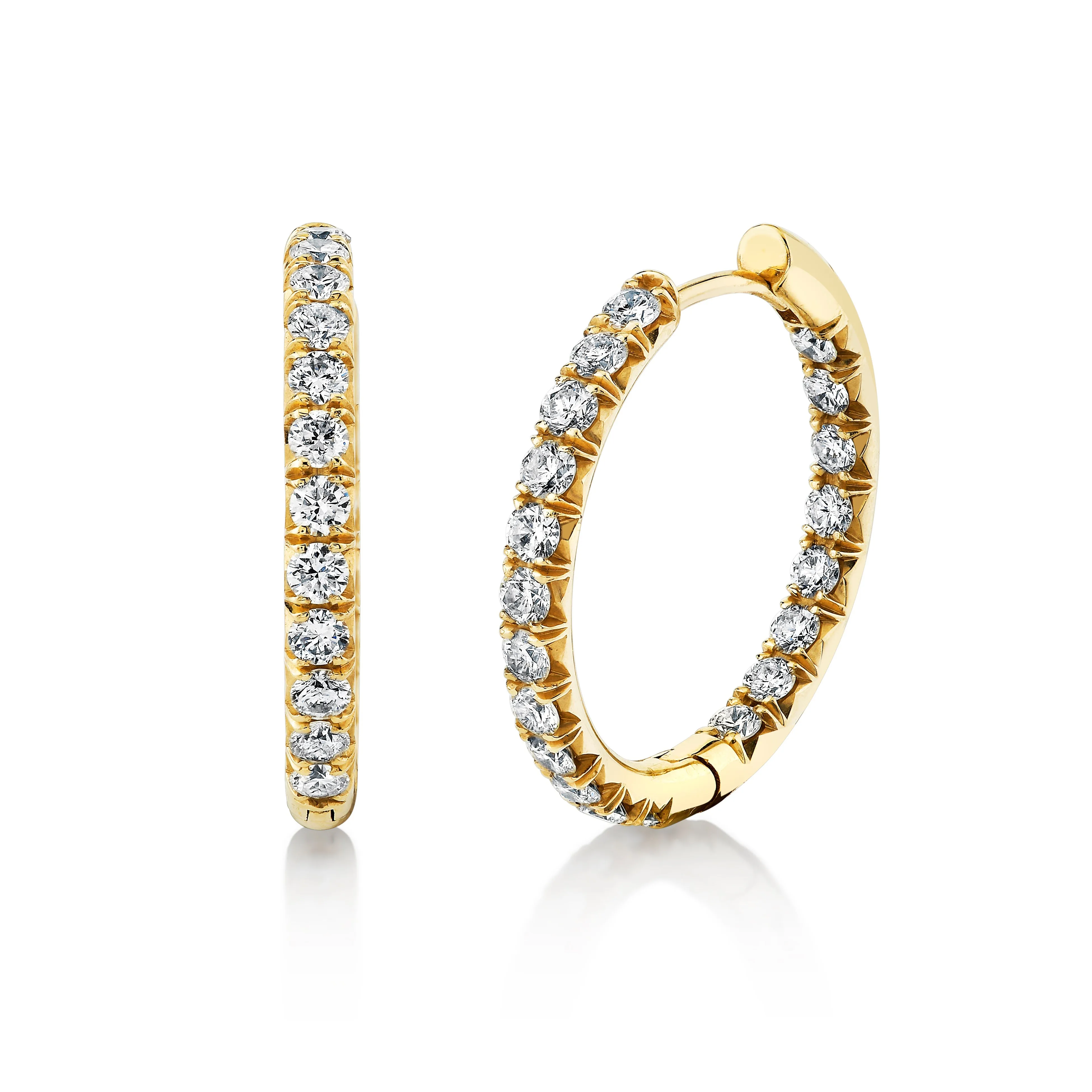 Large Inside Out French Pavé Diamond Hoops