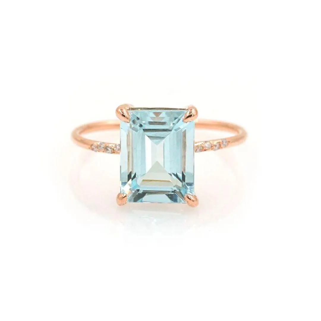 Large Starry Aquamarine Ring