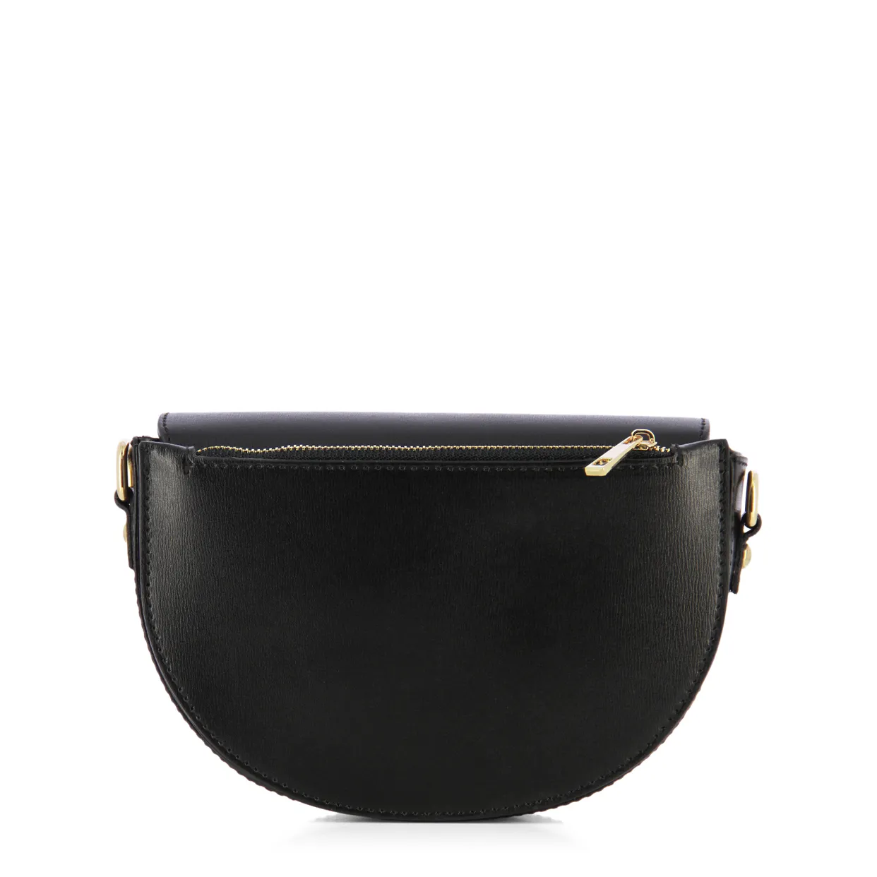 Leather Buckle Crossbody Bag-Black