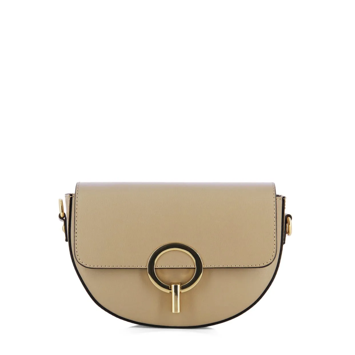 Leather Buckle Crossbody Bag-Tan