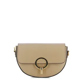 Leather Buckle Crossbody Bag-Tan