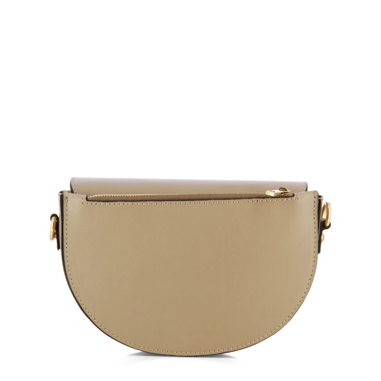 Leather Buckle Crossbody Bag-Tan