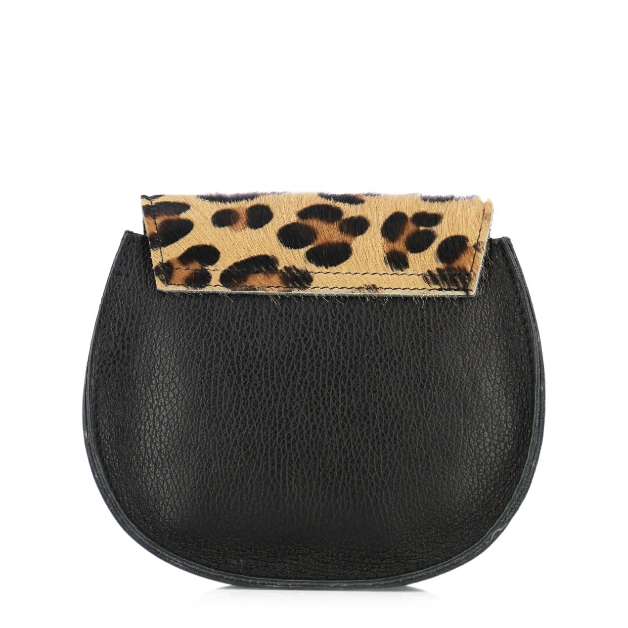 Leopard Print Crossbody Bag -Black/Tan