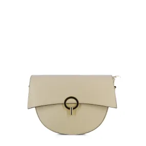 Luxe Leather Crossbody Bag -Beige