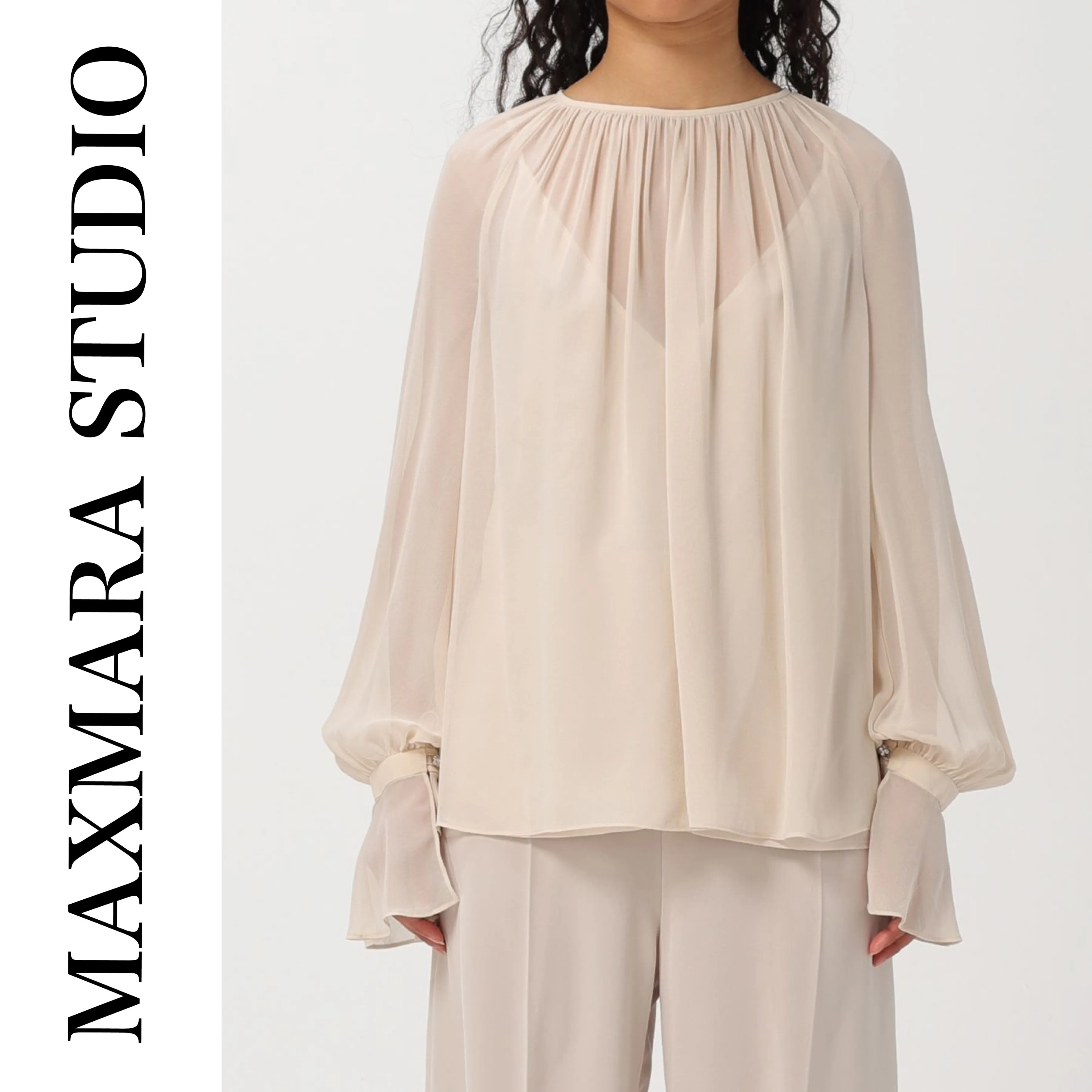 Max Mara Studio  |Casual Style Silk Long Sleeves Office Style Formal Style