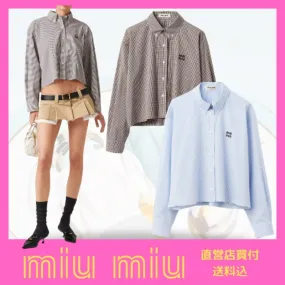 MiuMiu  |Other Plaid Patterns Casual Style Long Sleeves Cotton