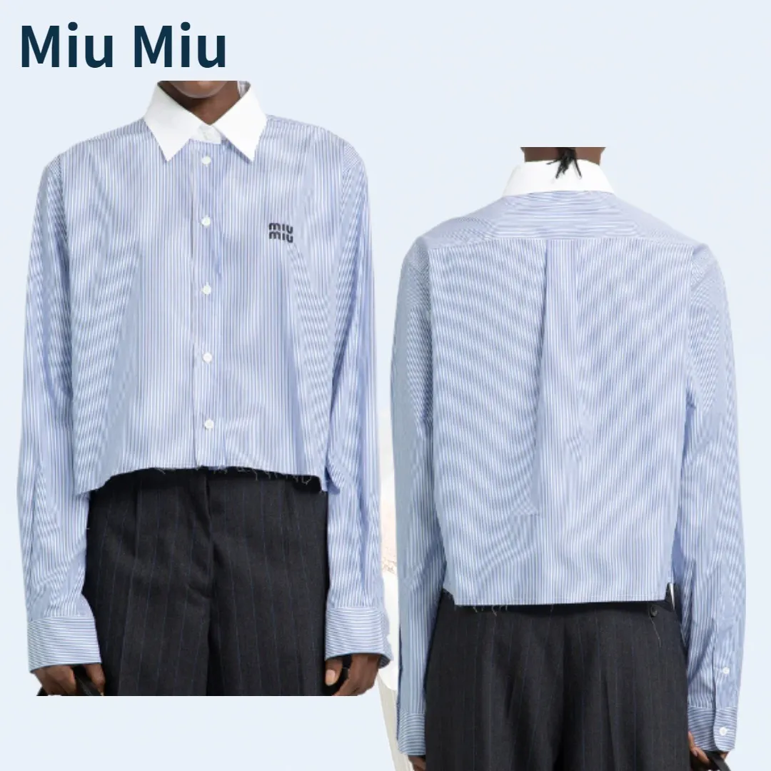 MiuMiu  |Stripes Monogram Casual Style Unisex Street Style Bi-color