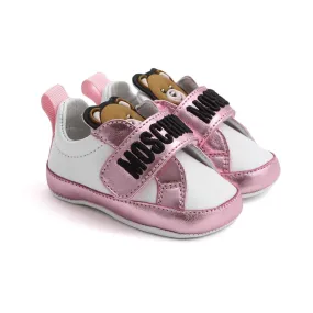 Moschino White And Pink Newborn Sneaker Shoes