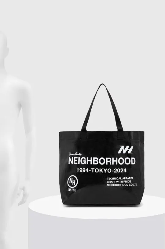 NEIGHBORHOOD bag Logo Flexible Bag-M black color 241MYNH.CG04