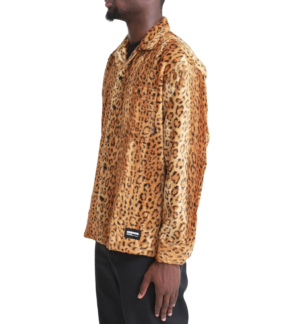 Neighborhood Long Sleeve Fur Shirt Leopard