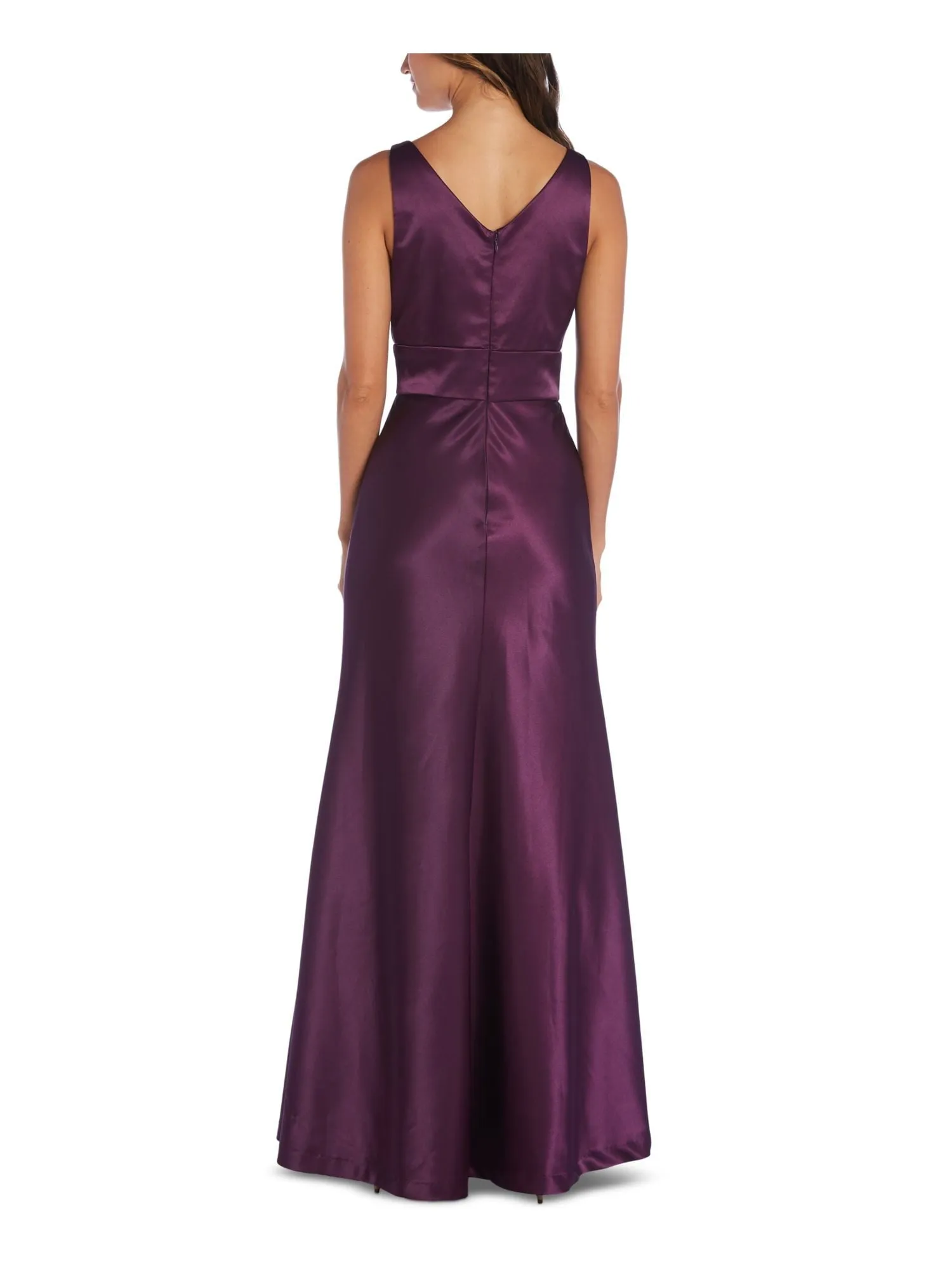 Nightway Women's Surplice Satin Gown Purple Size 6