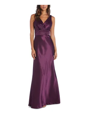 Nightway Women's Surplice Satin Gown Purple Size 6