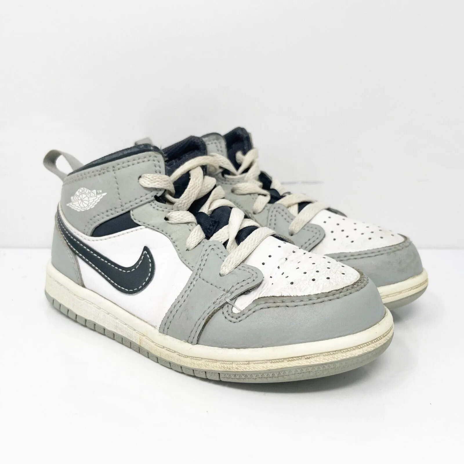 Nike Boys Air Jordan 1 Mid 640735-078 Gray Basketball Shoes Sneakers Size 10C