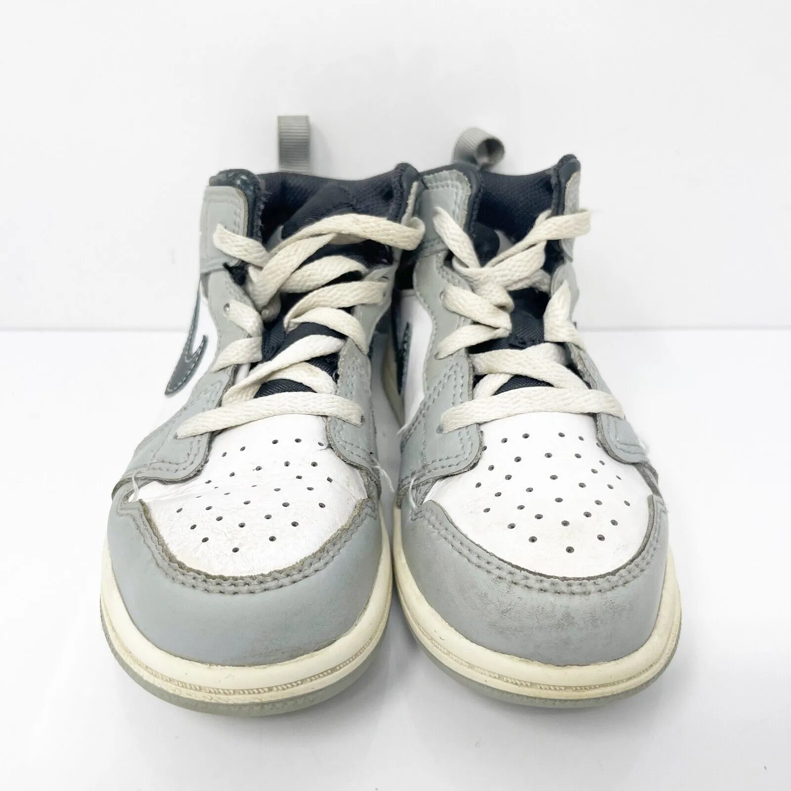 Nike Boys Air Jordan 1 Mid 640735-078 Gray Basketball Shoes Sneakers Size 10C