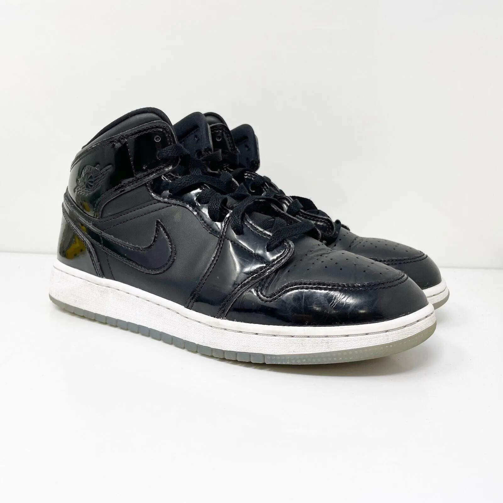 Nike Boys Air Jordan 1 Mid SE DV1337-004 Black Basketball Shoes Sneakers Sz 7Y