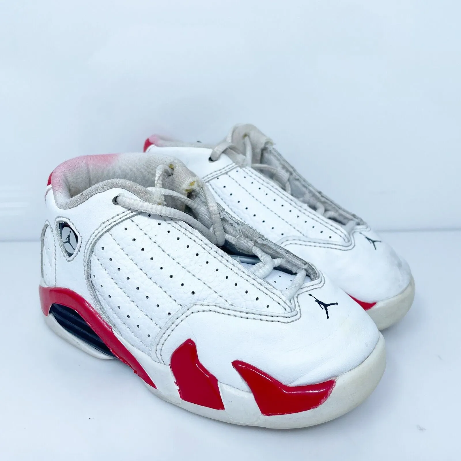 Nike Boys Air Jordan 14 312093-100 White Basketball Shoes Sneakers Size 8C