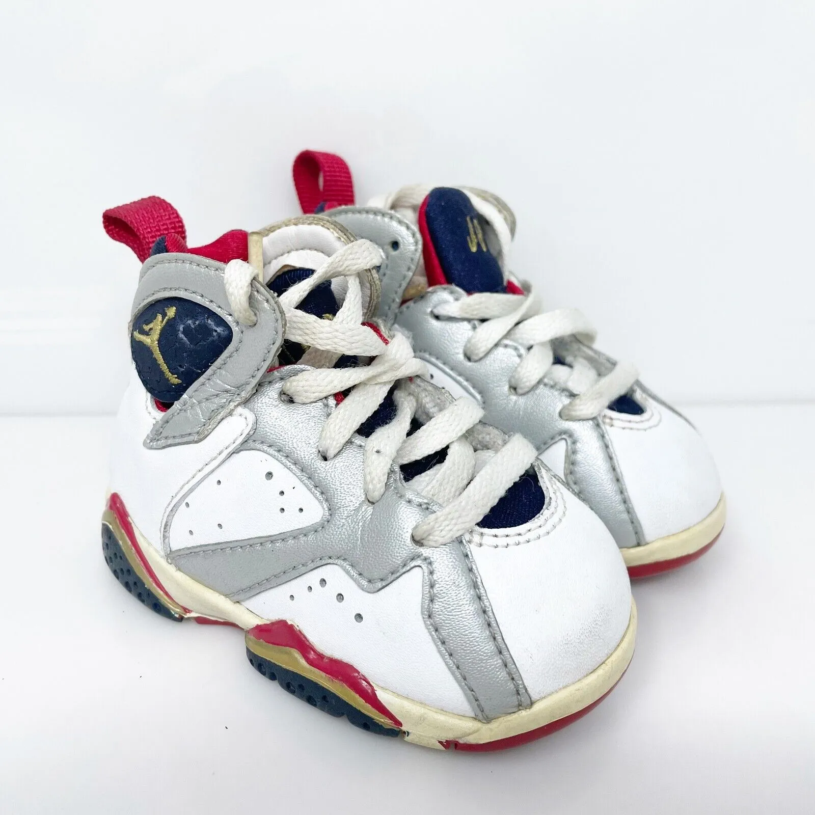 Nike Boys Air Jordan 7 304772-135 White Basketball Shoes Sneakers Size 3C