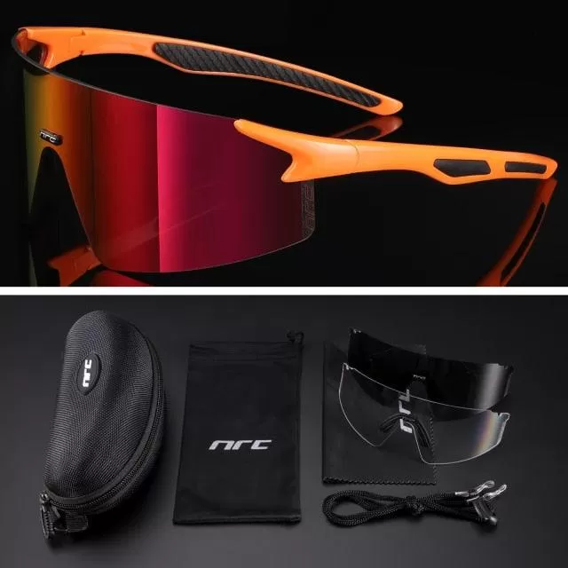 NRC 3 Lens UV400 Cycling Sunglasses TR90 Sports Bicycle Glasses