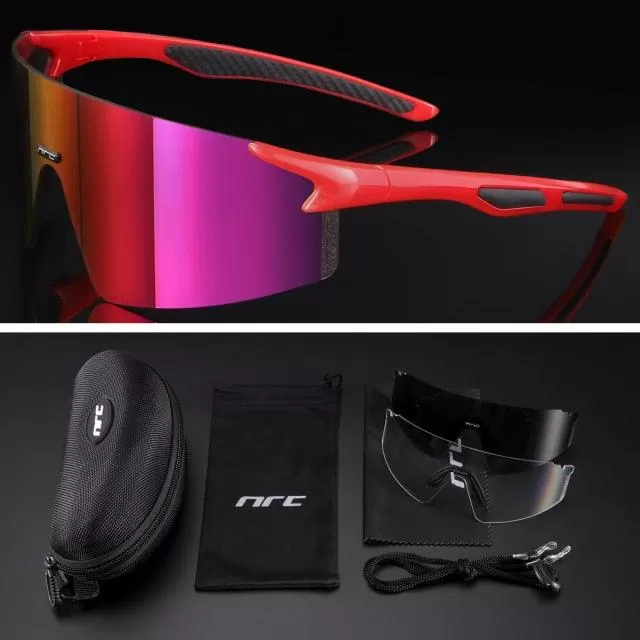 NRC 3 Lens UV400 Cycling Sunglasses TR90 Sports Bicycle Glasses