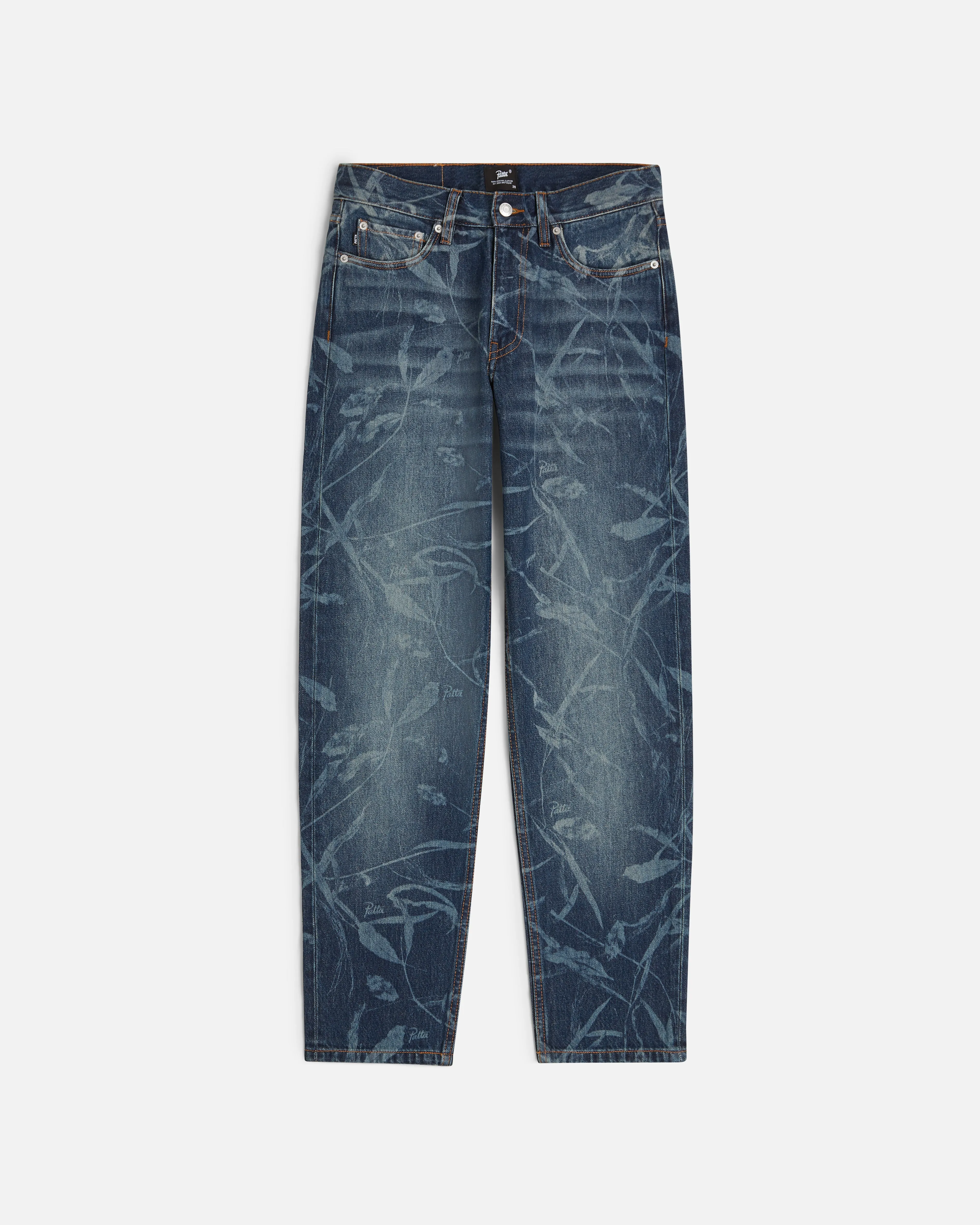 Patta Leaves Laser Print Denim Pants