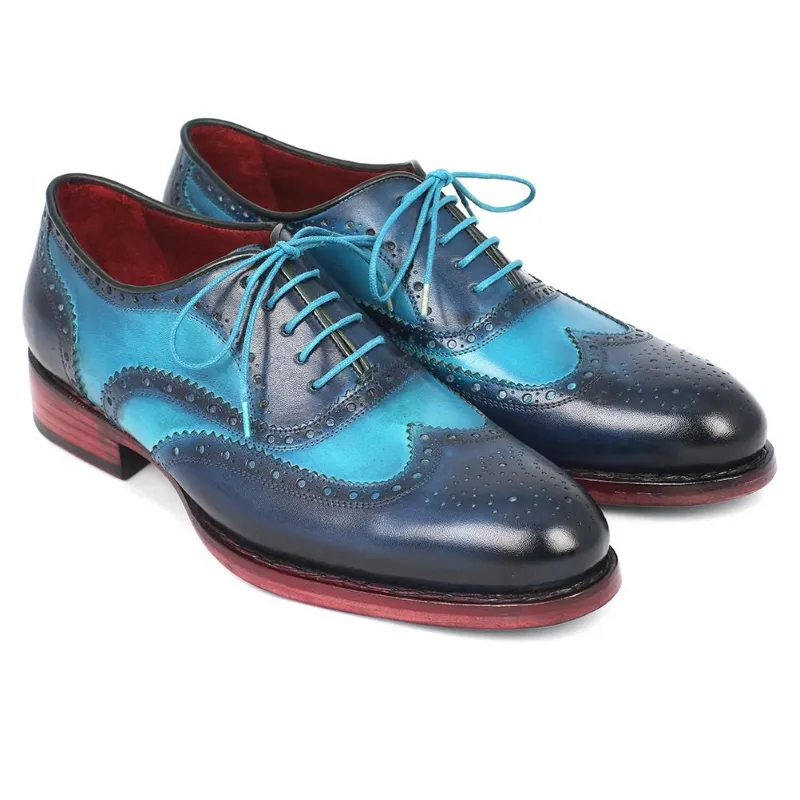 Paul Parkman Goodyear Welted Wingtip Oxfords Turquoise / Blue