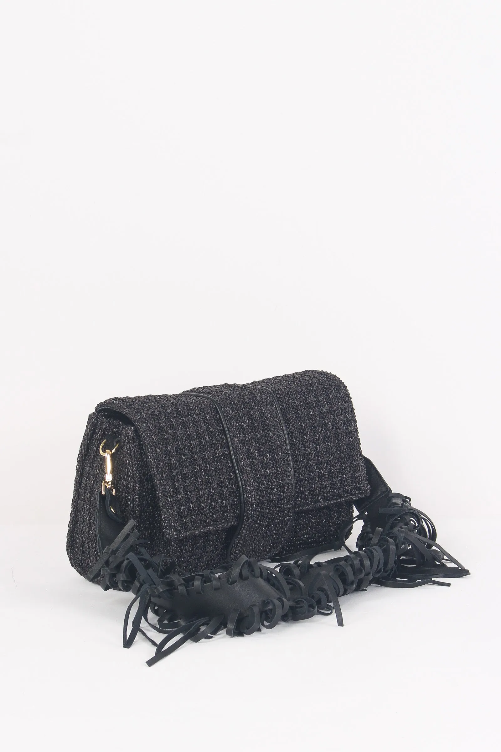 Pochette Rafia Patta Nero