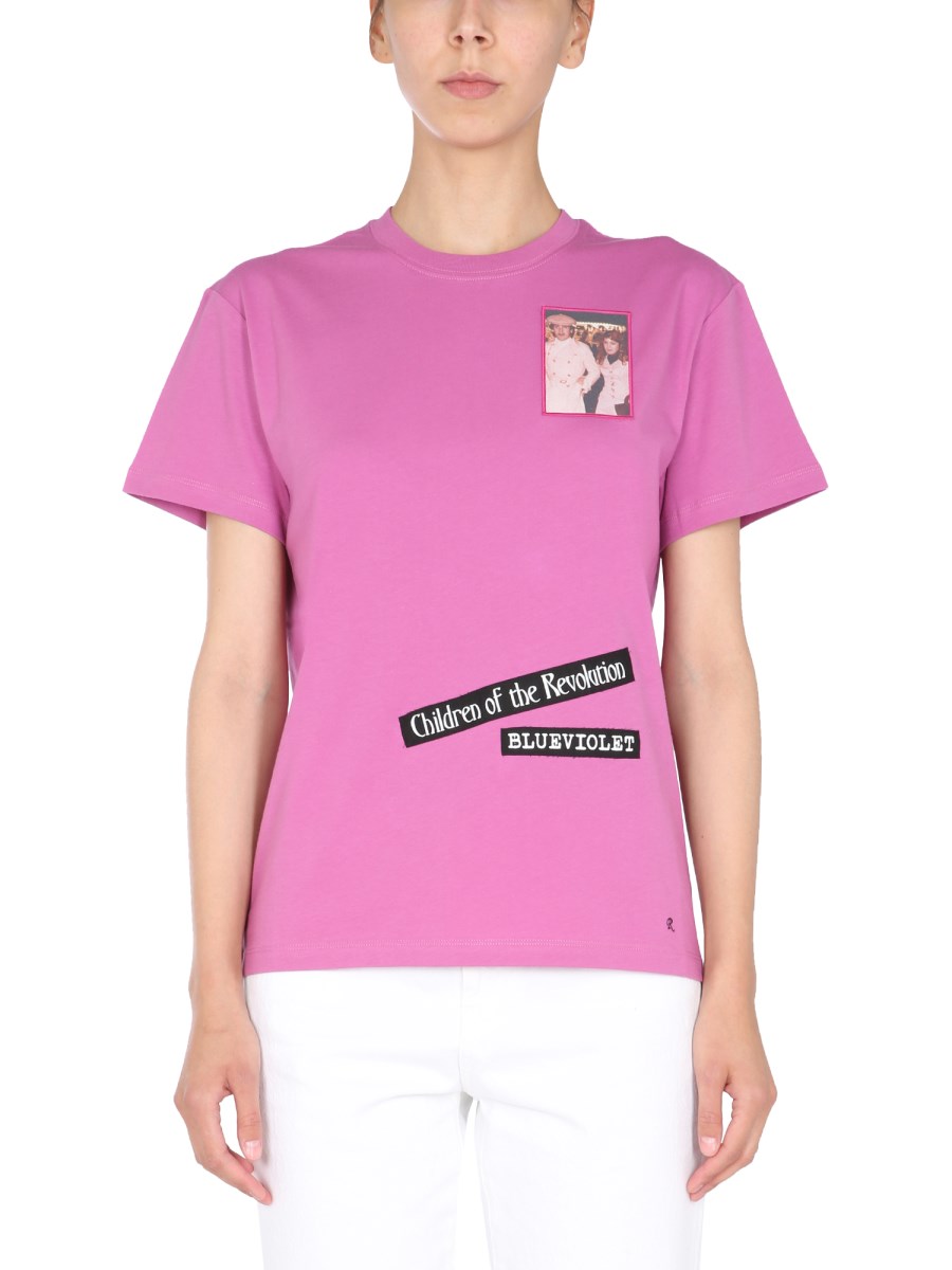 RAF SIMONS    CREW NECK COTTON JERSEY T-SHIRT WITH LOGO PATCH