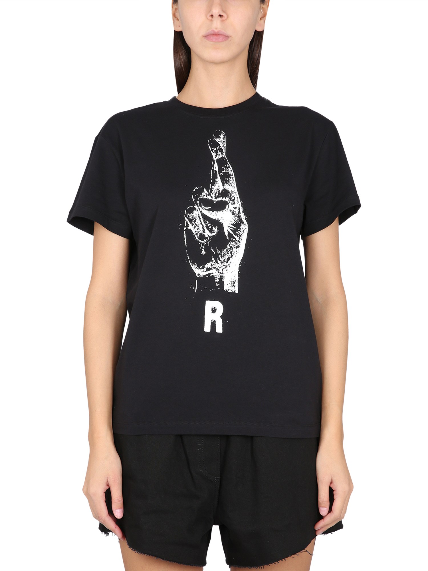 RAF SIMONS    CREWNECK COTTON JERSEY T-SHIRT WITH LOGO PRINT