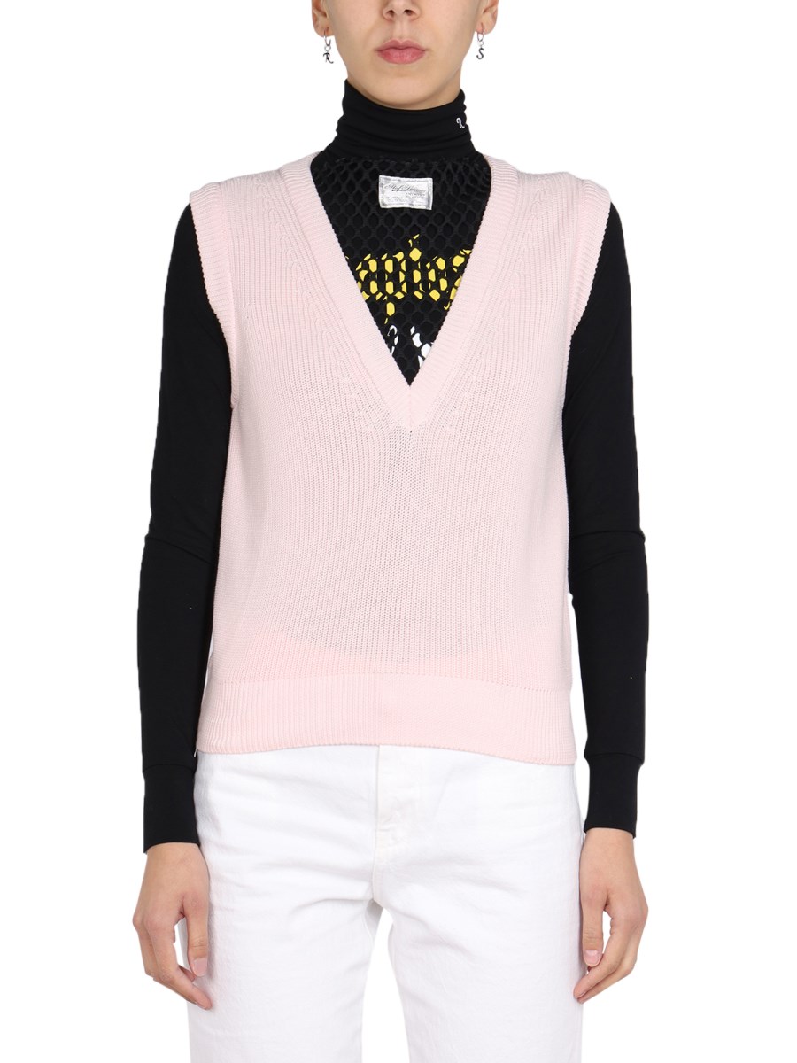 RAF SIMONS      GILET IN MAGLIA DI COTONE