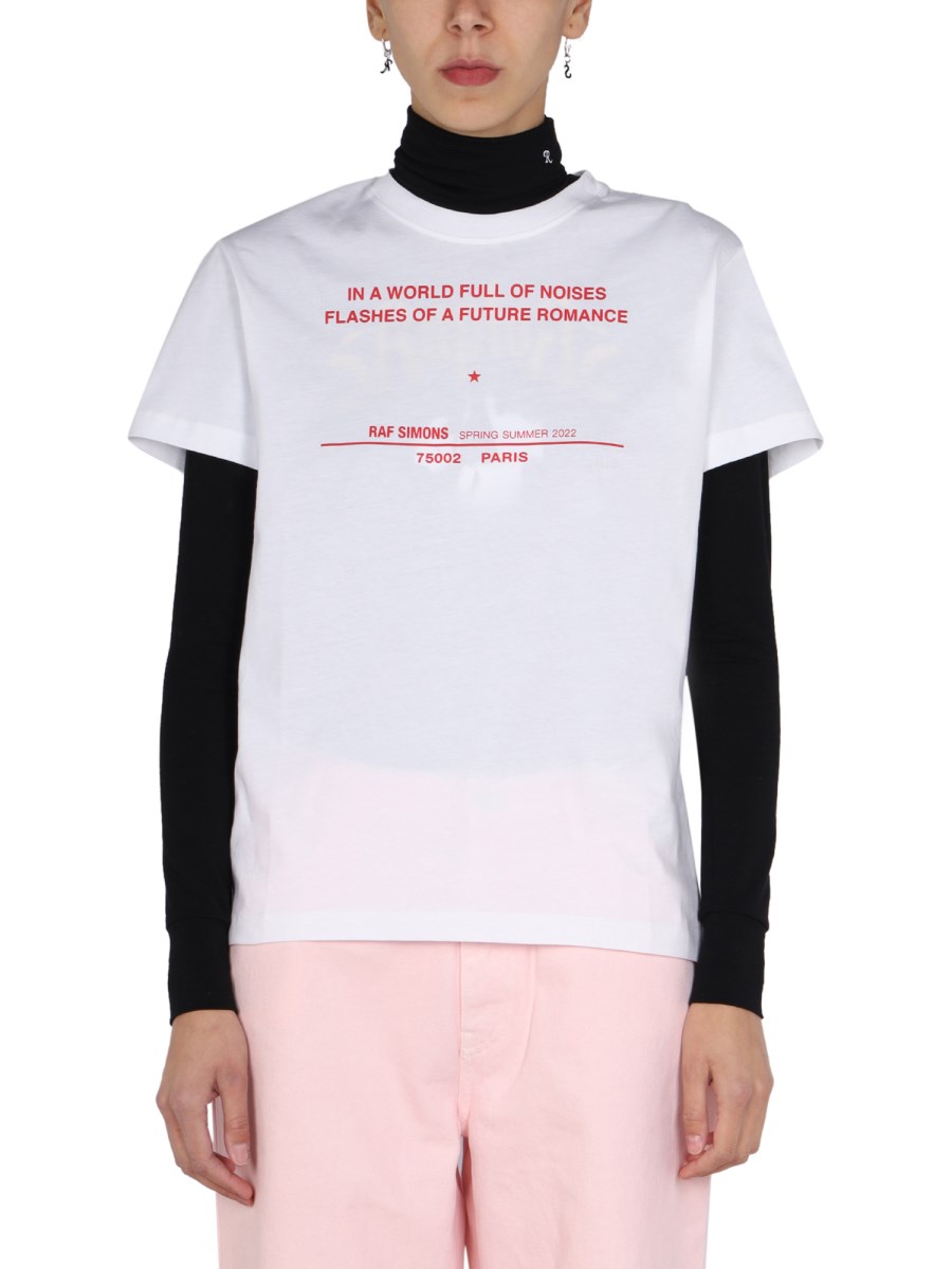 RAF SIMONS      T-SHIRT IN JERSEY DI COTONE CON STAMPA LOGO