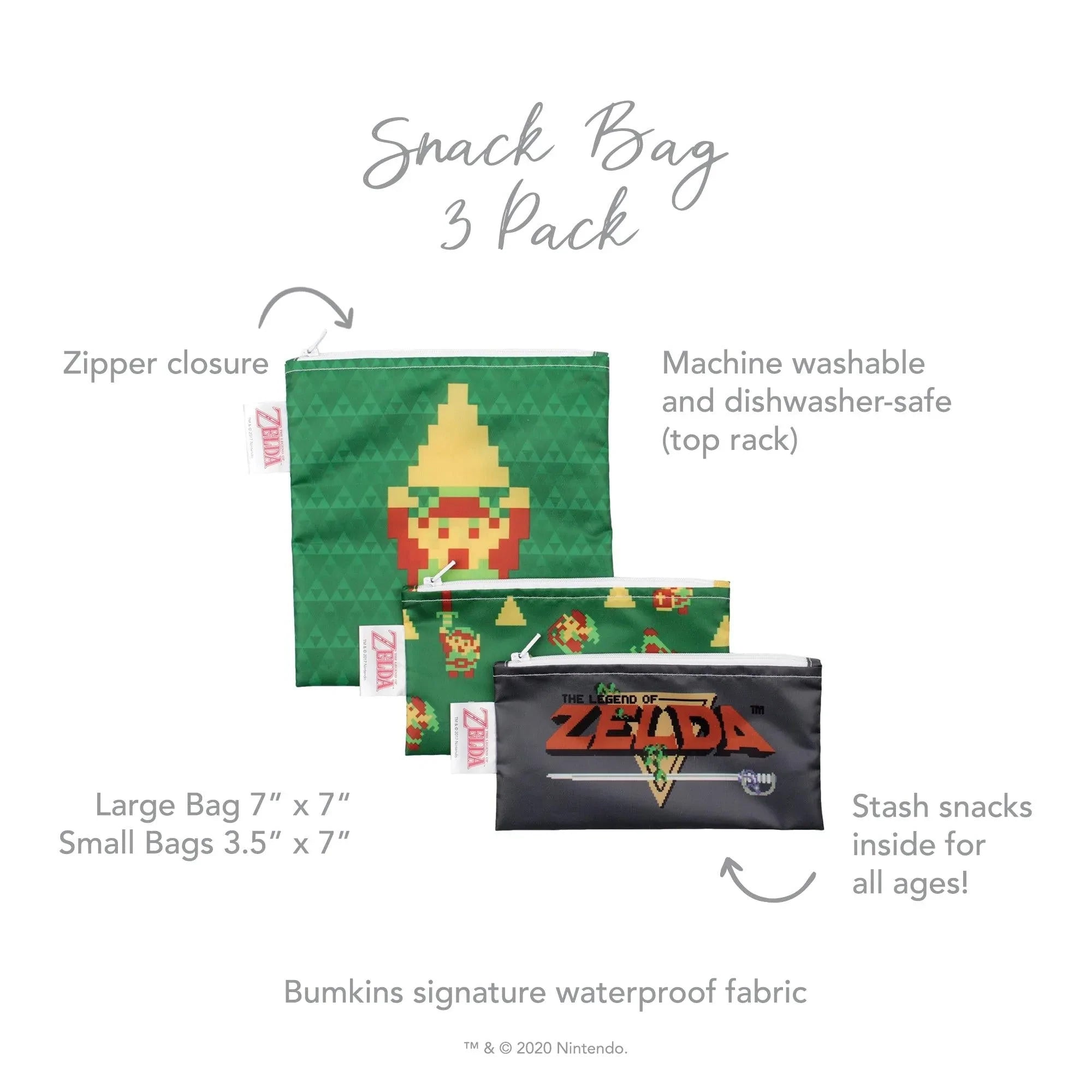 Reusable Snack Bag, 3-Pack: The Legend of Zelda