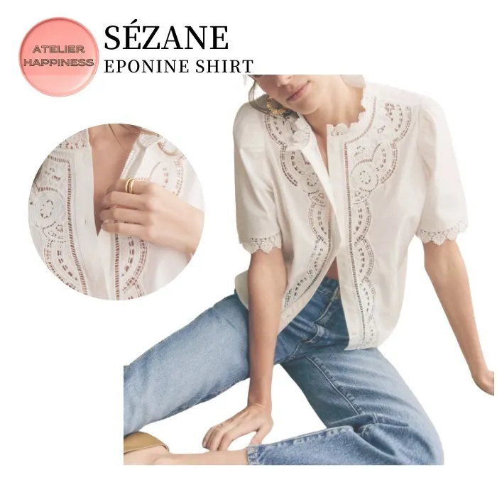 SEZANE  |Formal Style  Casual Style Blended Fabrics Plain Cotton