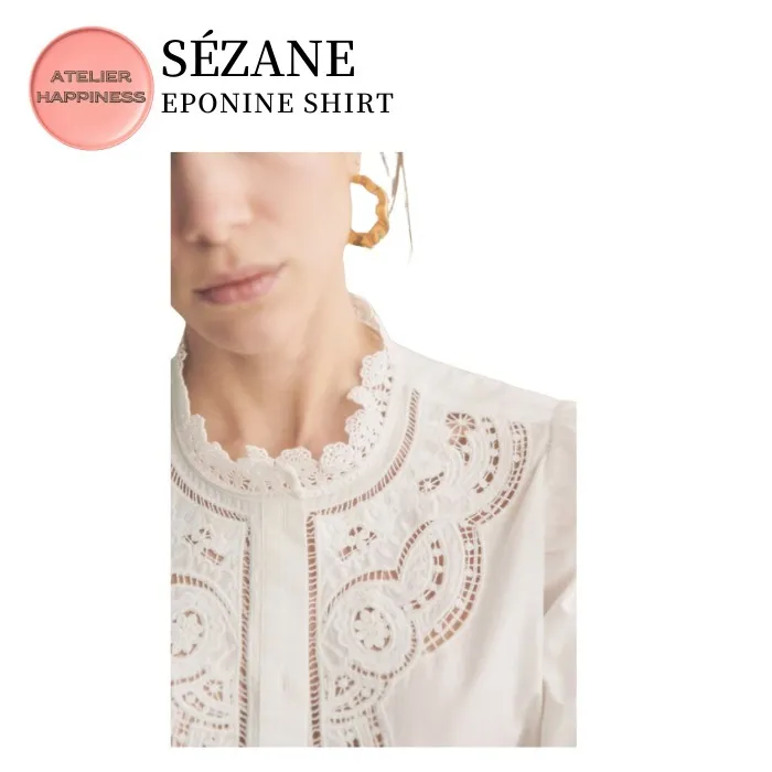 SEZANE  |Formal Style  Casual Style Blended Fabrics Plain Cotton