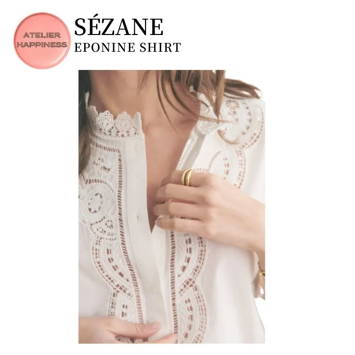 SEZANE  |Formal Style  Casual Style Blended Fabrics Plain Cotton