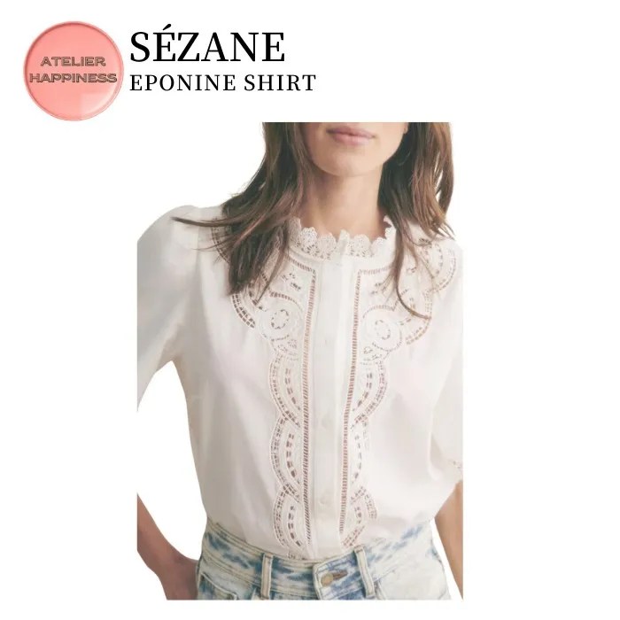 SEZANE  |Formal Style  Casual Style Blended Fabrics Plain Cotton