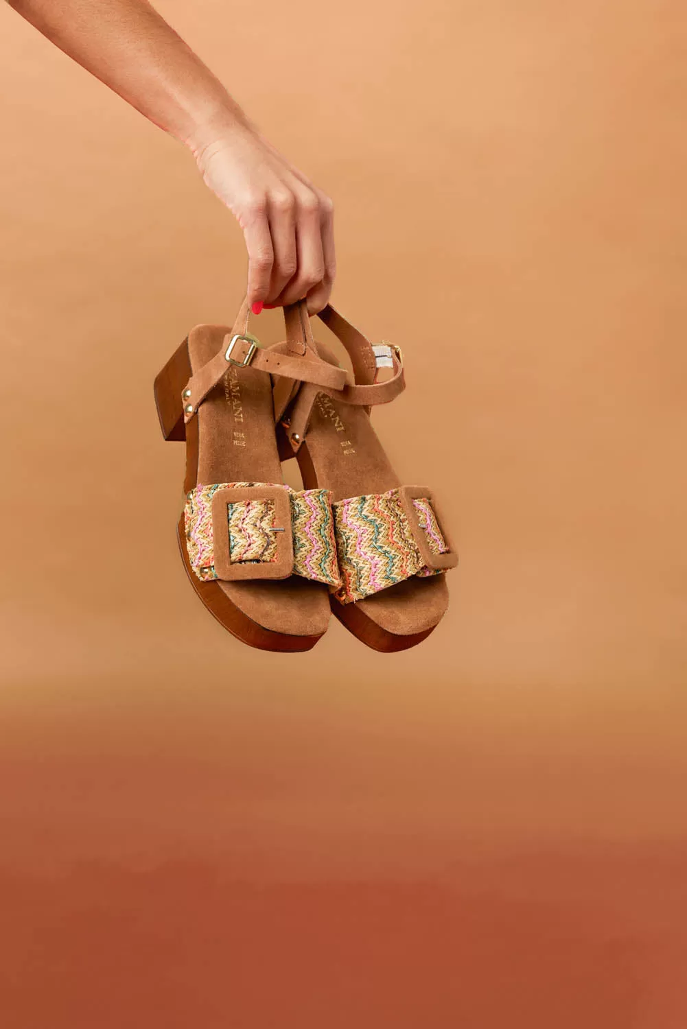 Sienna Suede/Raffia Dames Clogs Multi