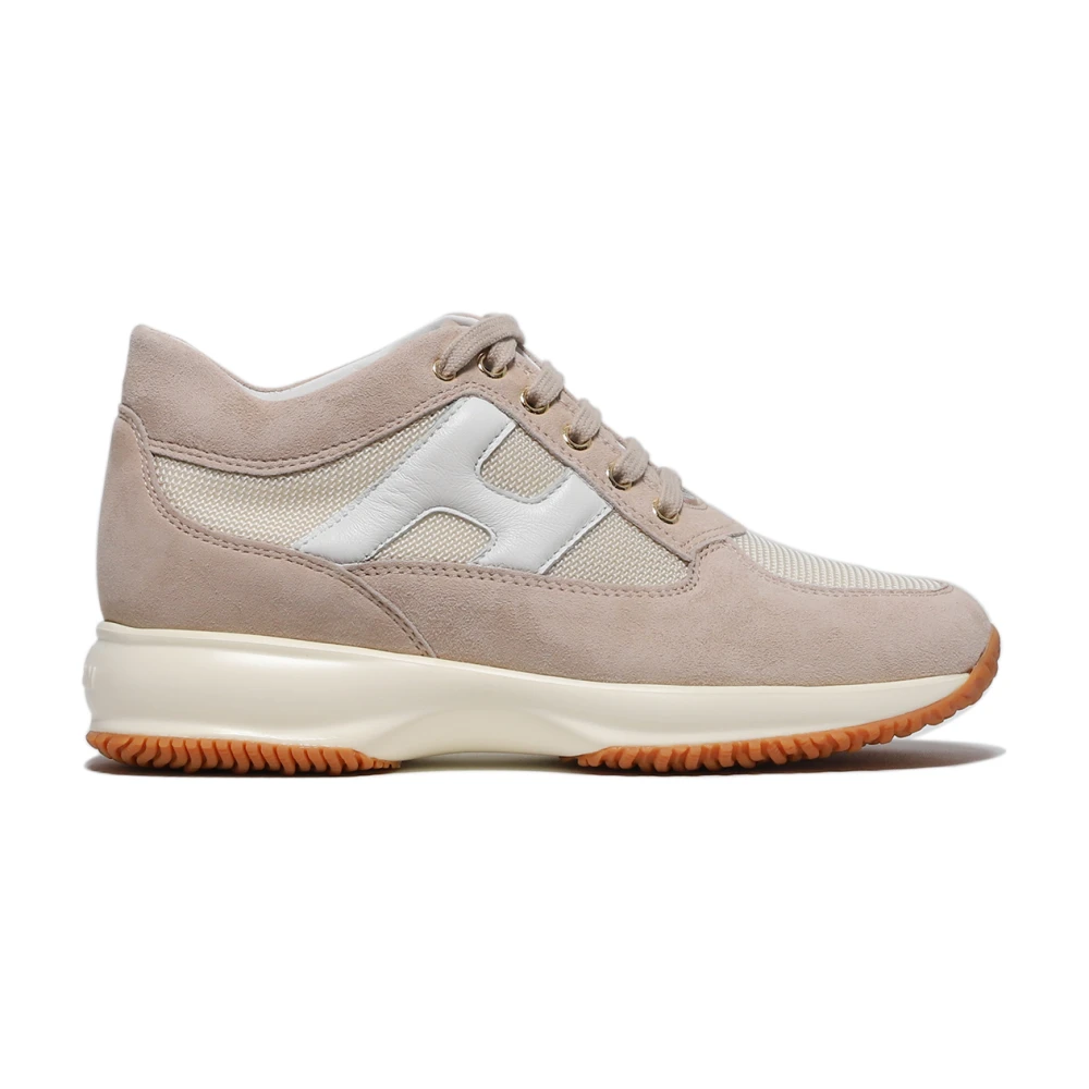 Sneaker Interattiva Donna in Camoscio e Tessuto Beige