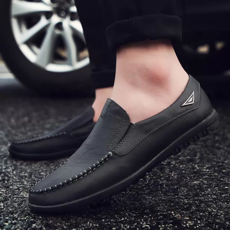 Stitched Casual Leather Loafer Shoes